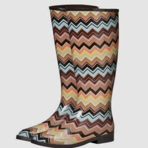 Missoni For Target Rubber Rain Boots Women's 8 Colorful Zig Zag Tall Collab